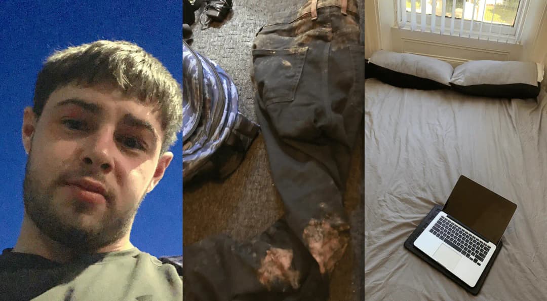 Mud-stained mattress in bedroom